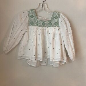 NWT Le Lapin Green Embroidered 100% cotton Top